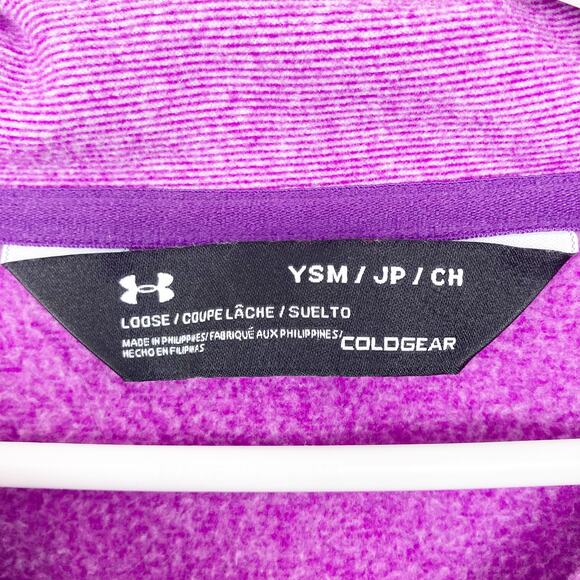 Under Armour Purple Quarter Zip Sweater Sz YS - Picture 3 of 8